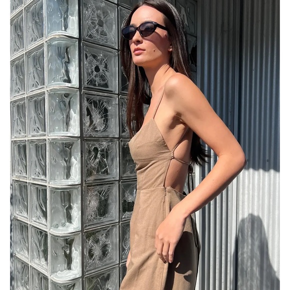 Oak + Fort linen blend jumpsuit NWT size S in Tan - Picture 3 of 7